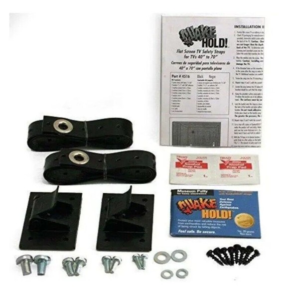 QuakeHold! 4516 Flat Screen TV Monitor Safety Straps Secures TV from Falling NEW - Picture 3 of 3